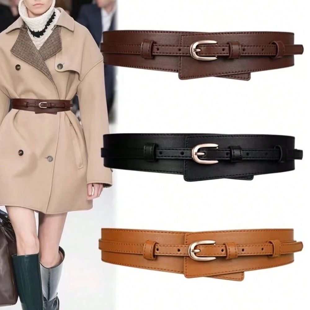 Luxe Vegan Leather Skinny Wide Belt Set
